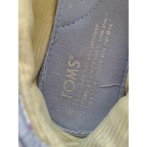 TOMS WMS Sz 7.5 Dare To Teach Vegan Slip-On Classic Graffiti Flats Pink Gray - Picture 10 of 12